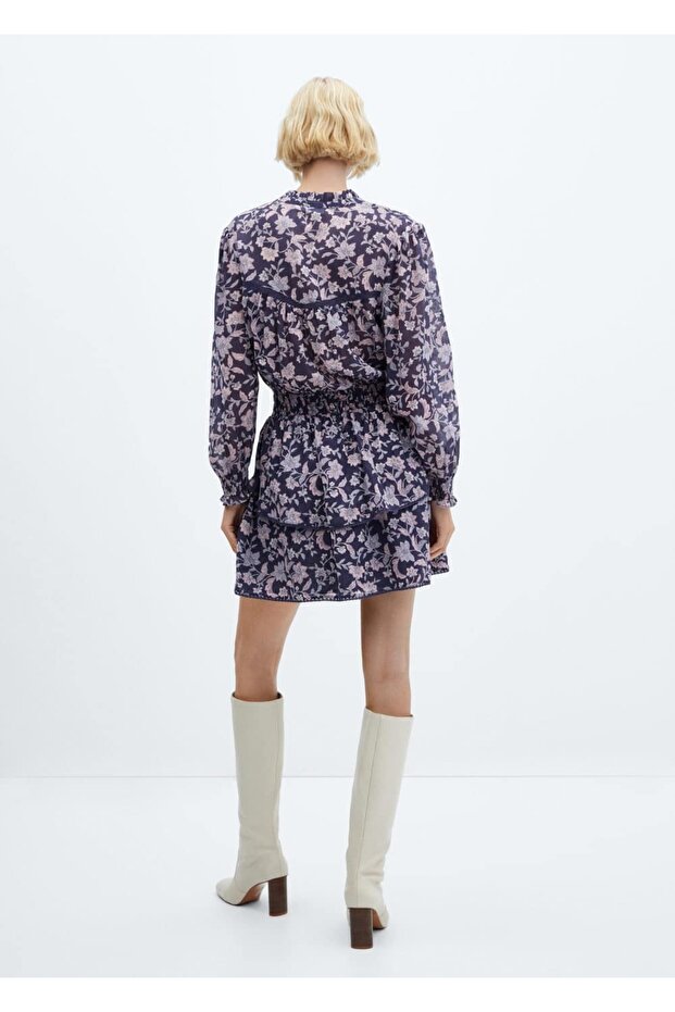 Çiçekli fırfırlı elbise - 4