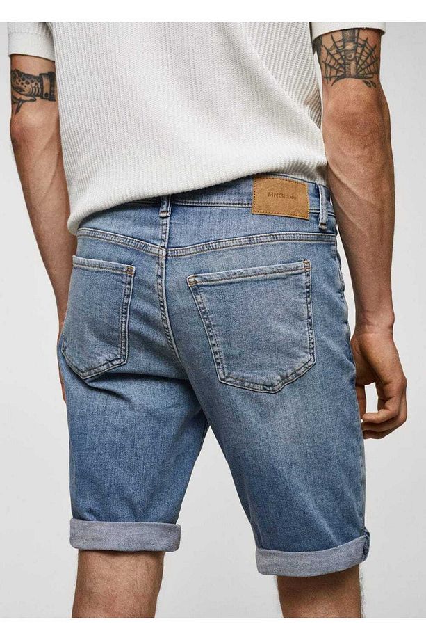 Slim Fit Kot Bermuda Şort - 5