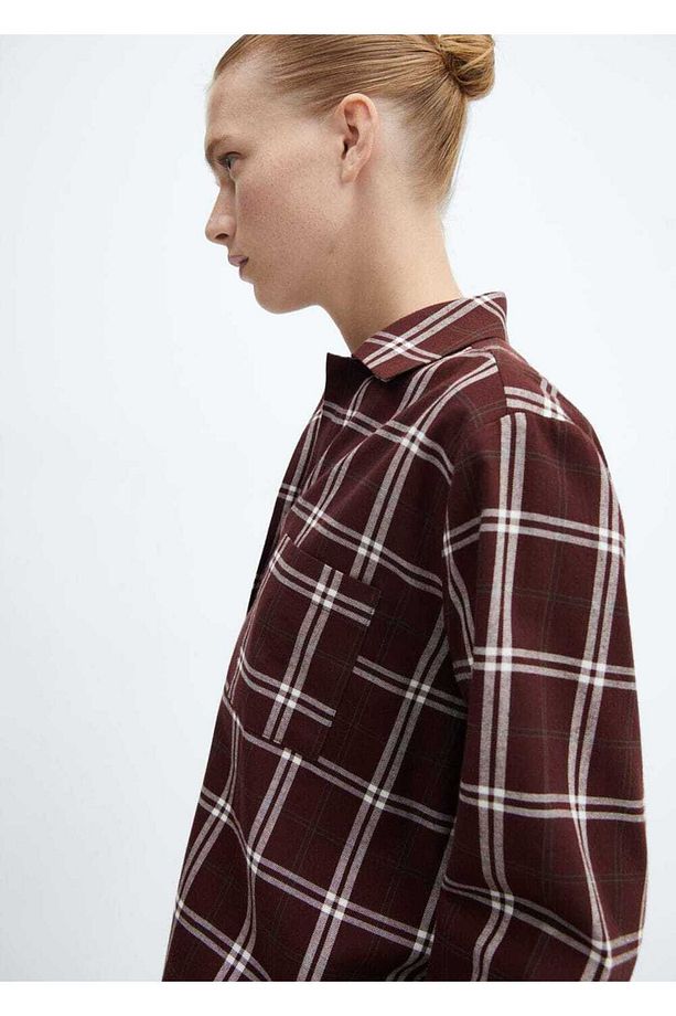 Flanel Ekose Pijama Gömleği - 7
