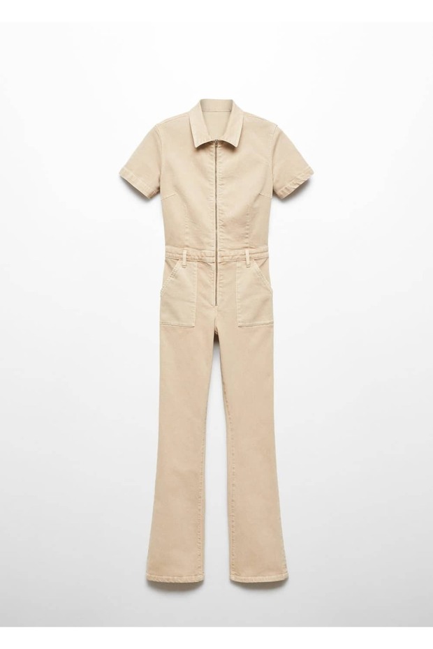 Fermuarlı denim tulum - 3