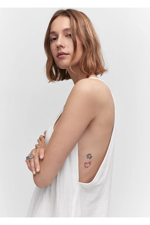 Kemerli askılı elbise - 7