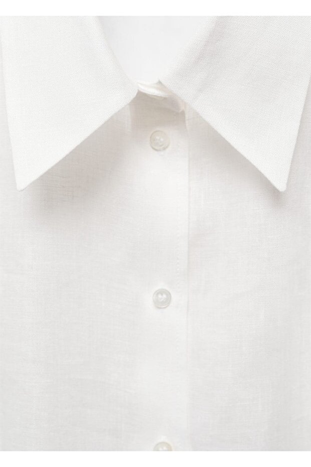 %100 keten halter yaka bluz - 6