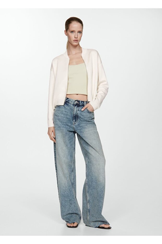 Fermuarlı triko hırka - 2