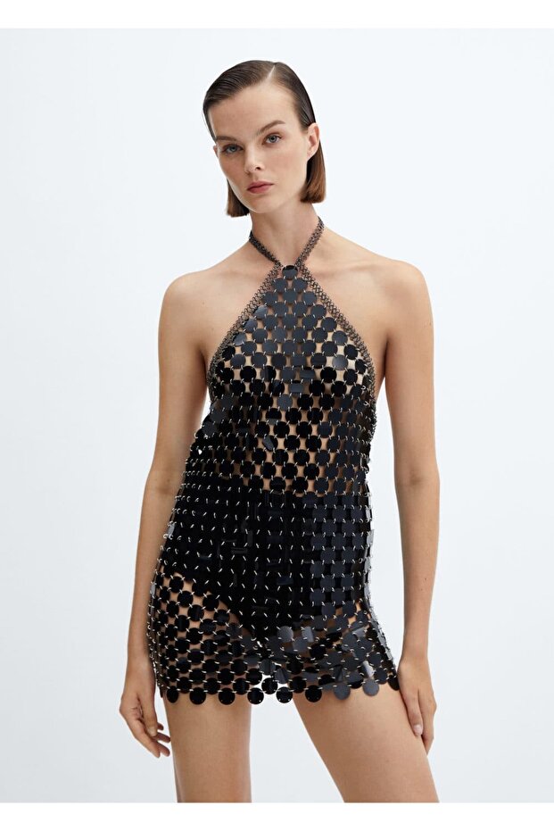 Metalik diskli elbise - 1