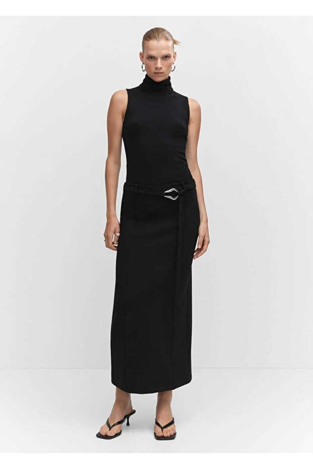 Rock mit Schlitz und mittlerer Taille - 2