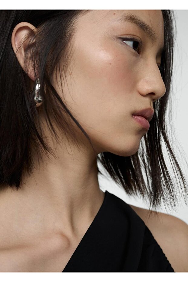 Asimetrik yaka elbise - 7