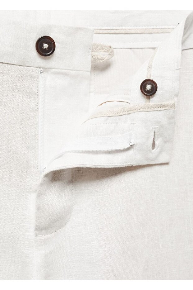 Slim fit %100 keten pantolon - 5