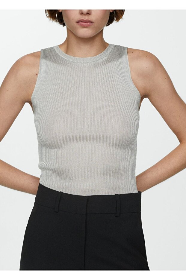 Tricotine Blouse with Metallic Thread - 5