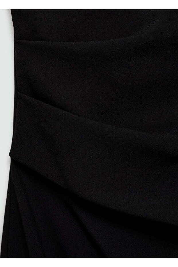 Asimetrik yaka elbise - 8