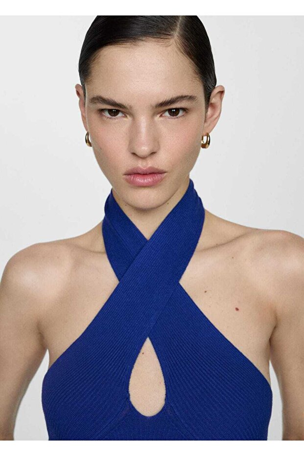 Halter yaka triko bluz - 7