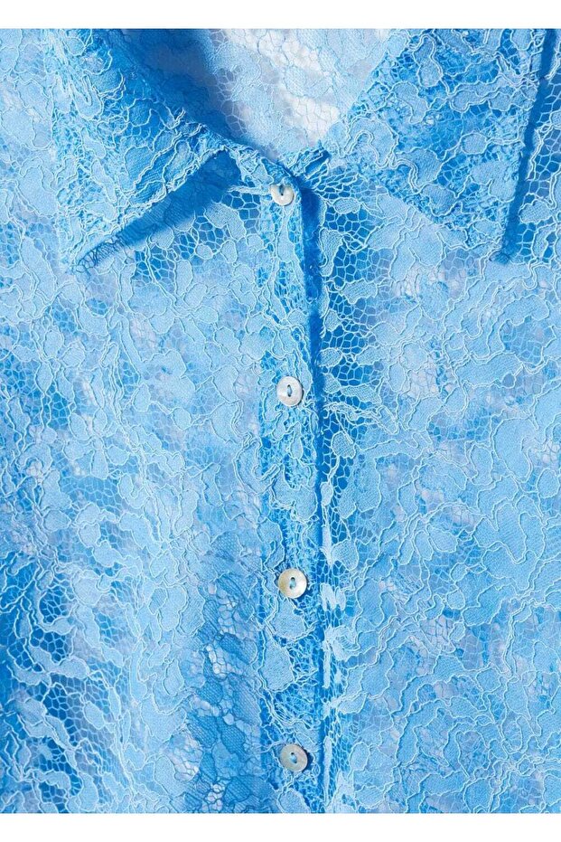 Kuşaklı güpür gömlek - 5