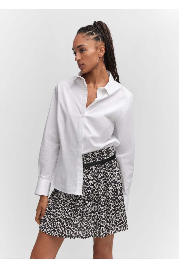 Desenli pilili mini etek - 1