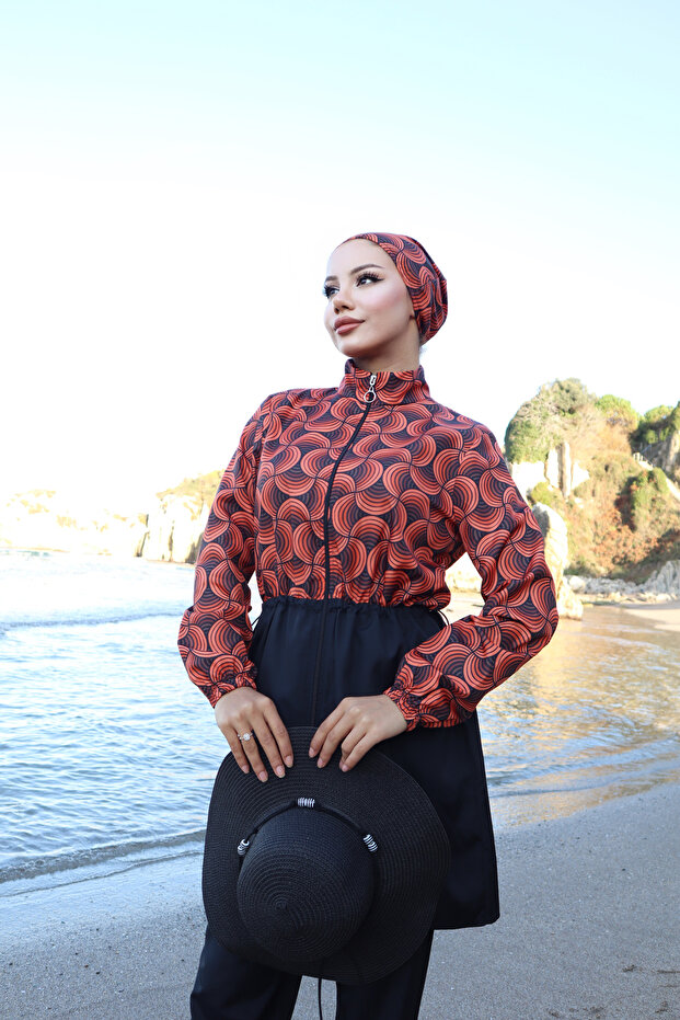 Fully Covered Hijab Swimsuit with Adjustable Elastic Waist, Set of 3