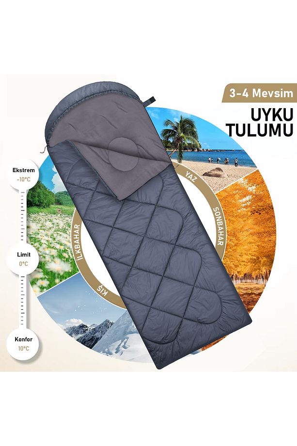 Uyku Tulumu, Polar, Battaniye, Çadır Uyku Tulumu - Yazlık ve Kışlık Kamp Uyku Tulumu Kırmızı - 7
