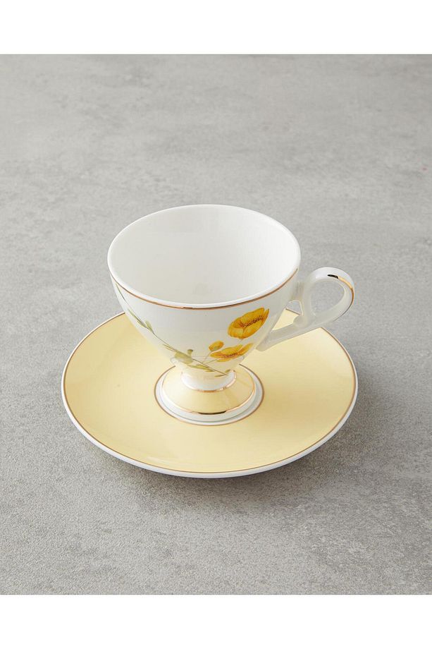 Valentina New Bone China 4 Parça 2 Kişilik Kahve Fincan Takımı 80 Ml Sarı - 3