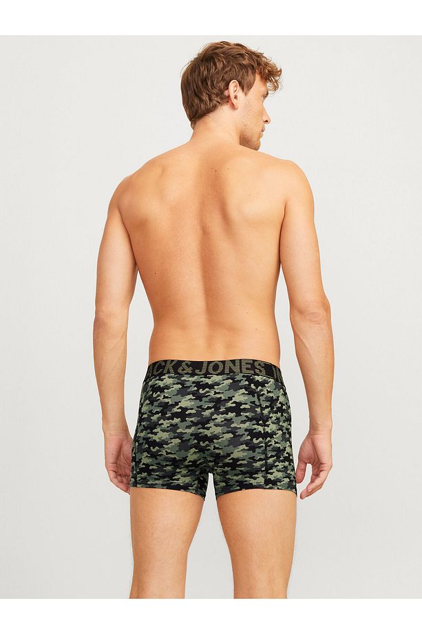 Karışık 3'lü Set Boxer Şort İç Çamaşır Paketi-Kamuflaj Siyah - 4