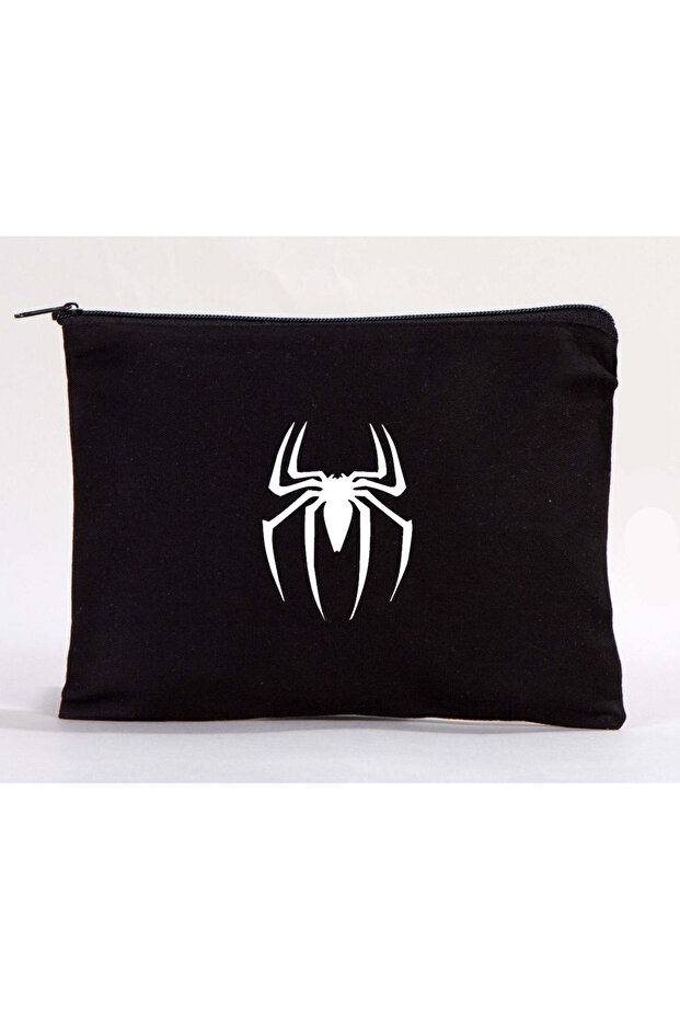 Black Makeup Bag - Spider Pattern Pen Holder Box, Raw Cloth Bag