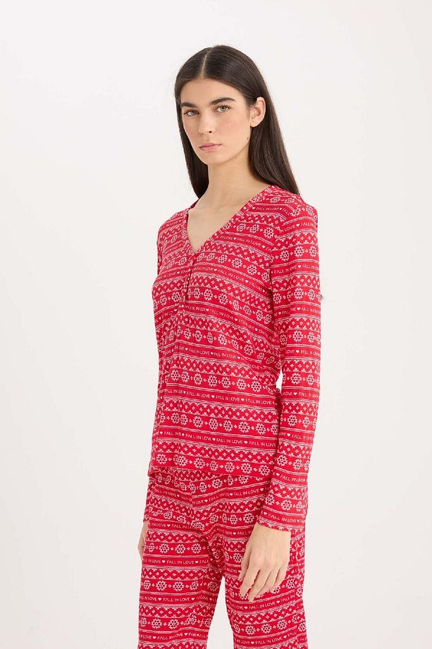 Fall In Love Pijama Takımı Waffle Kumaş Uzun Kollu Üst Esnek Belli Uzun Alt D2284ax24wn - 3