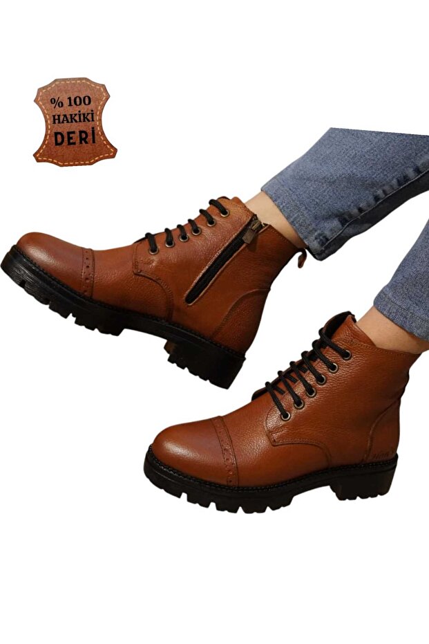 Tan-Genuine Leather Women's Boots, Non-Slip Sole, Winter Boots Premium Series (Hsa006)