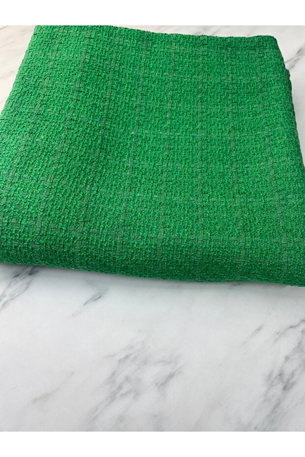 Yeşil Şanel Elbiselik Kumaş Ürünümüz Adet Olarak Satılır 1 Adet 1 Metre - 4