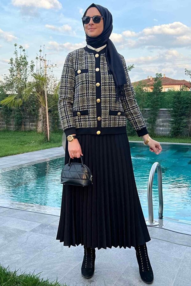 Dilan Simli Yeşil Ceket - 1