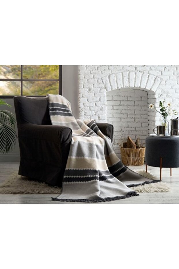 بطانية قطن خطية لشخص واحد - 1