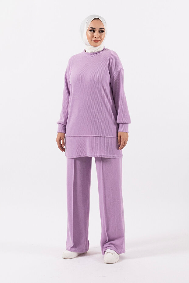Aria Örme Triko Takım Lila - 1