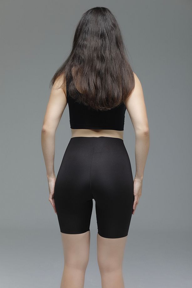 Anoky Model Lazer Kesim Spor Şort Korseli Esnek Model Yüksek Bel Şort Siyah Renk - 5