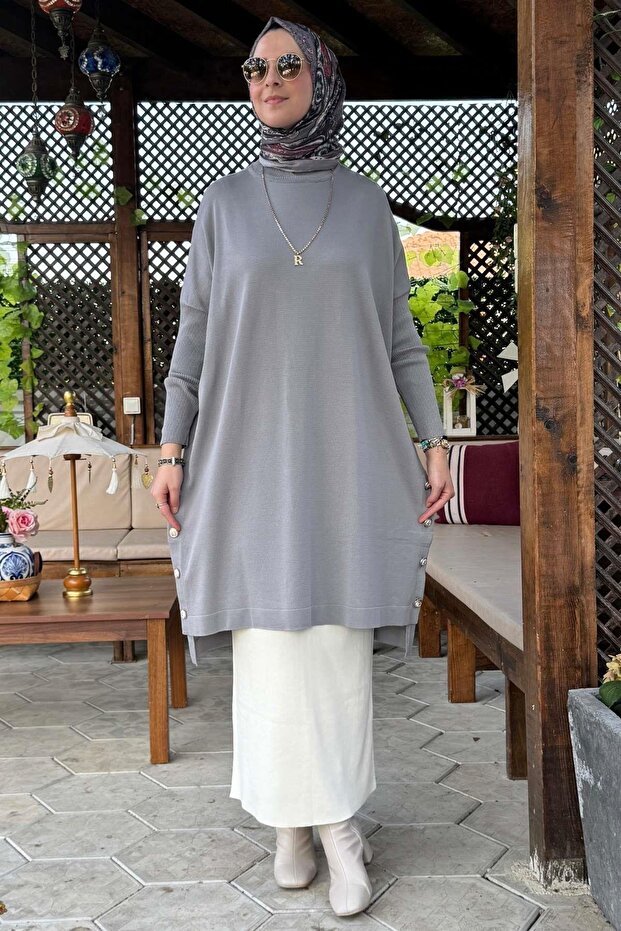 Sevda Triko Tunik Gri - 4