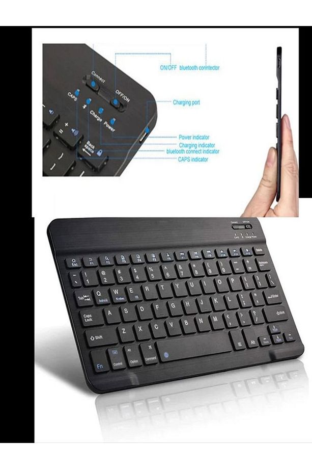 Bkb011 Mini 24x15cm Kablosuz Bluetooth Klavye & Mouse Seti - Universal Uyumlu, Taşınabilir Ve Şarjlı - 4