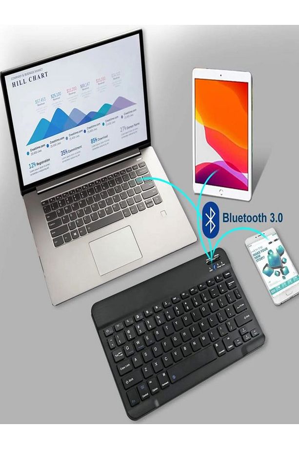 Bkb011 Mini 24x15cm Kablosuz Bluetooth Klavye & Mouse Seti - Universal Uyumlu, Taşınabilir Ve Şarjlı - 7