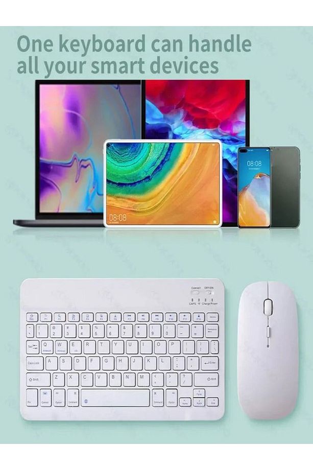 Bkb011 Mini 24x15cm Kablosuz Bluetooth Klavye & Mouse Seti - Universal Uyumlu, Taşınabilir Ve Şarjlı - 4