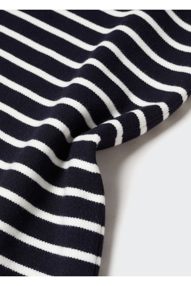 Çizgili triko elbise - 5