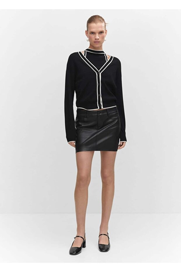 Yılan derisi görünümlü mini etek - 2