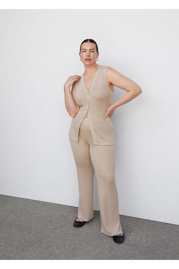 Flared triko pantolon - 5