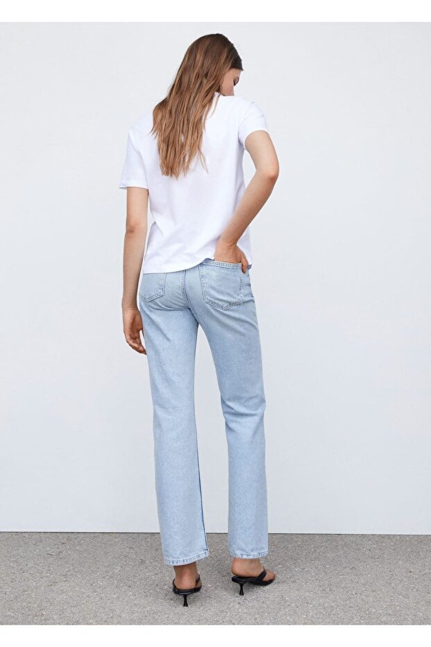 Desenli pamuklu tişört - 4