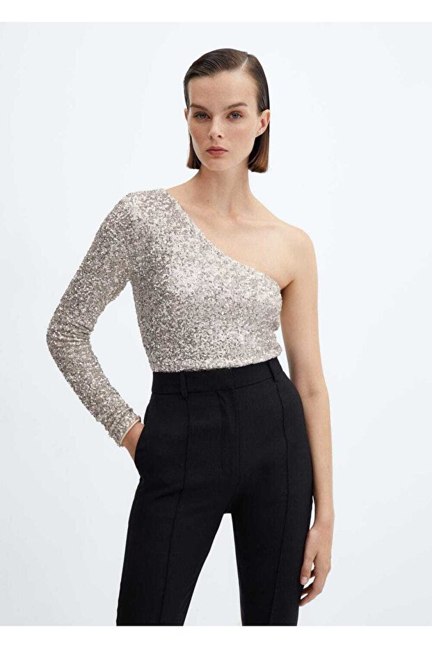 Payetli Asimetrik Bluz - 1