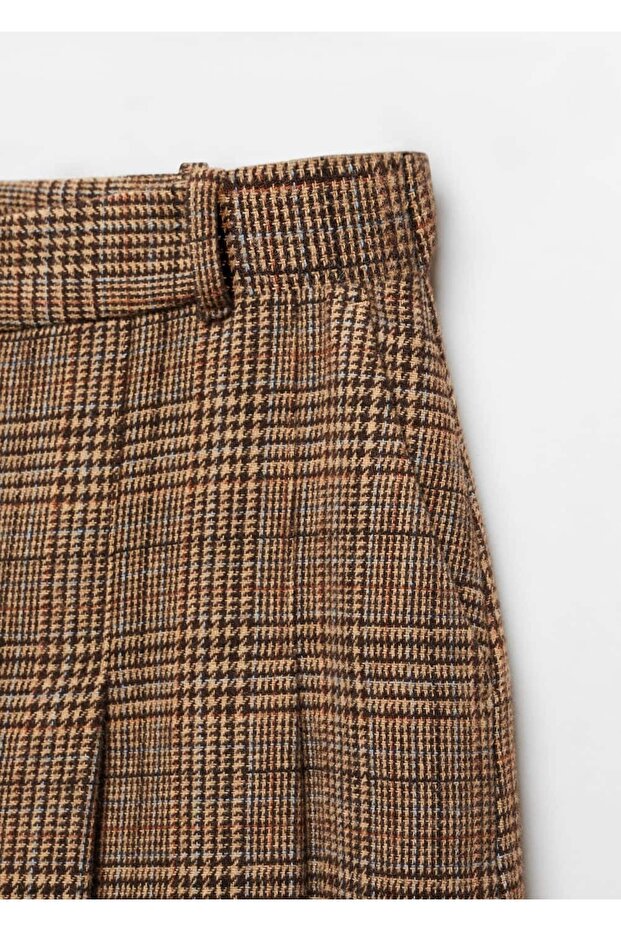Houndstooth Patterned Pleated Skirt - 5