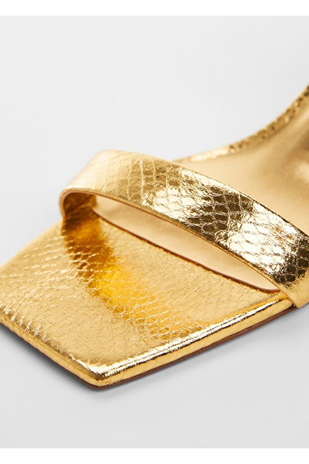 Snakeskin Patterned Metallic Sandals - 4