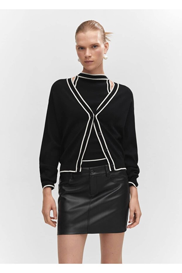 Yılan derisi görünümlü mini etek - 1