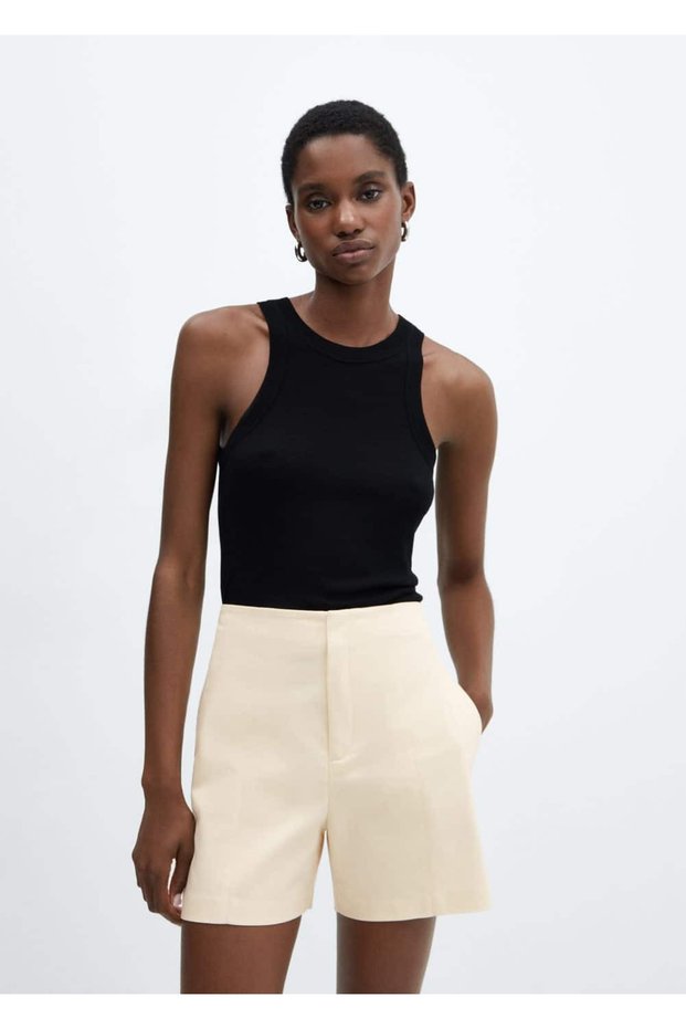 High-waisted straight-cut shorts