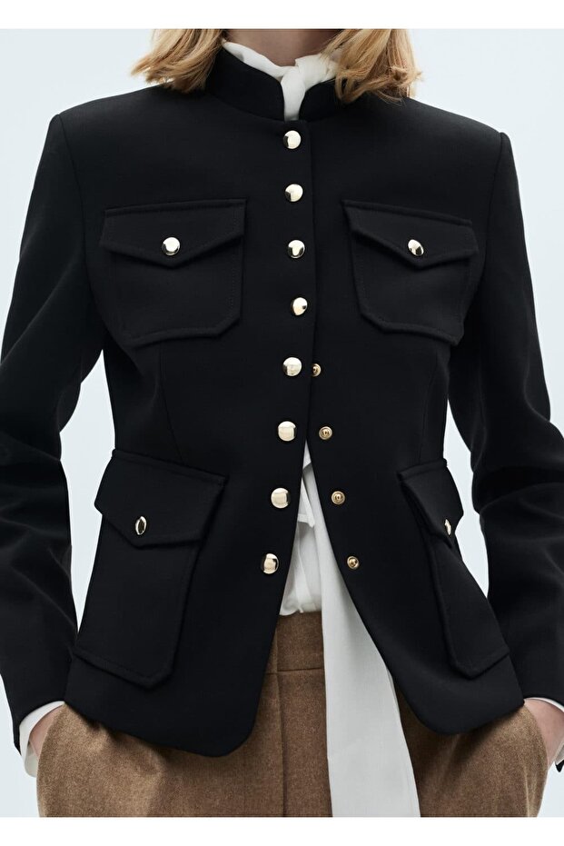 Jacket with Pockets and Button Details
