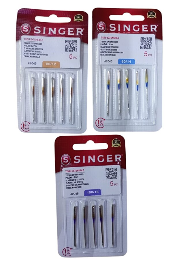 Household Sewing Machine Needle Set of 3 Jersey, Combed Cotton 2045 /12-14-16 Number