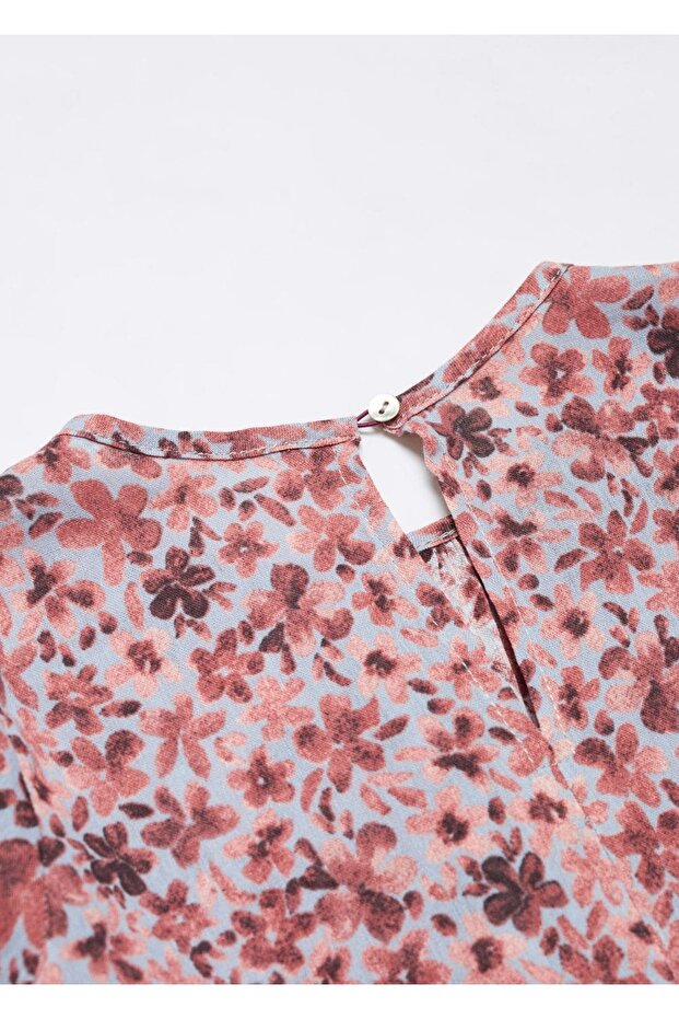 Çiçekli pamuklu elbise - 5
