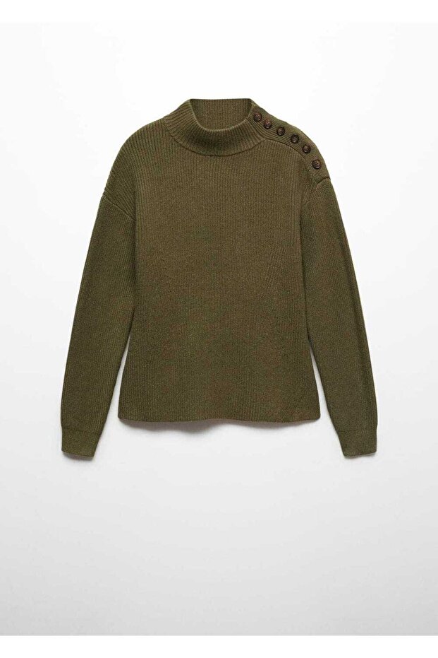 Omuzları düğmeli fitilli kazak - 3