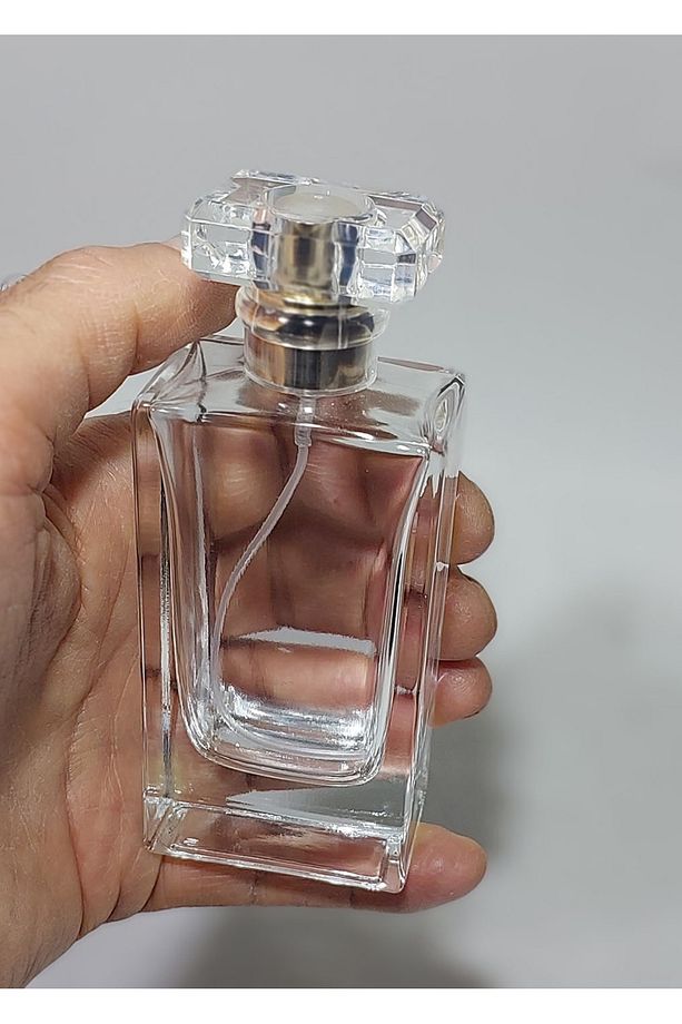 10 Adet 50 Ml Cam Yeniden Doldurulabilir Sprey Kolonya Boş Parfüm Şişe şeffaf Renk Kapaklı - 1