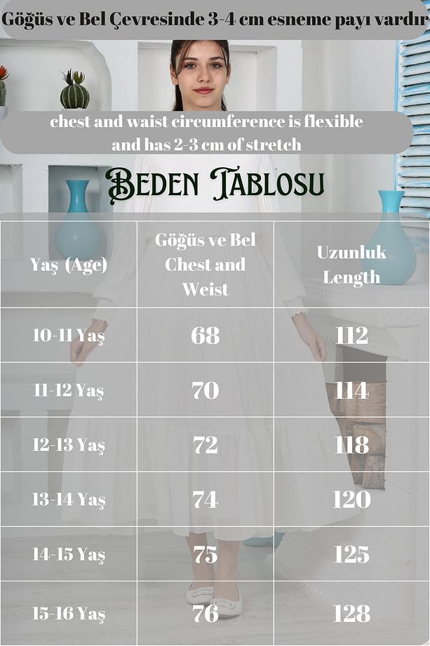 Kız Çocuk Uzun Boydan Pliseli Pamuklu Şifon Uzun Elbise - 3