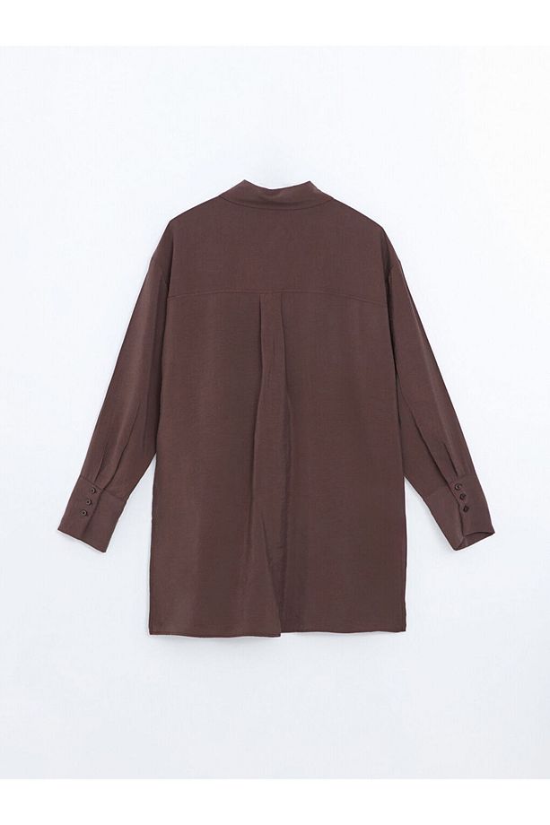 LCW Modest Kahverengi Oversize Kadın Gömlek Tunik - 8