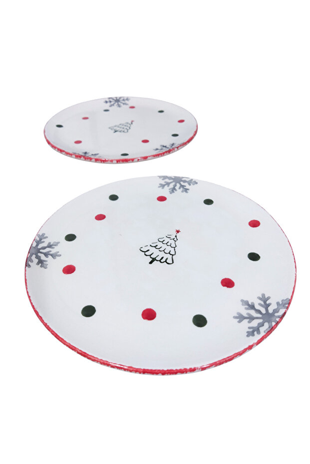 Cake Plate Round New Year Polka Dot 2-Piece Plate 19 cm