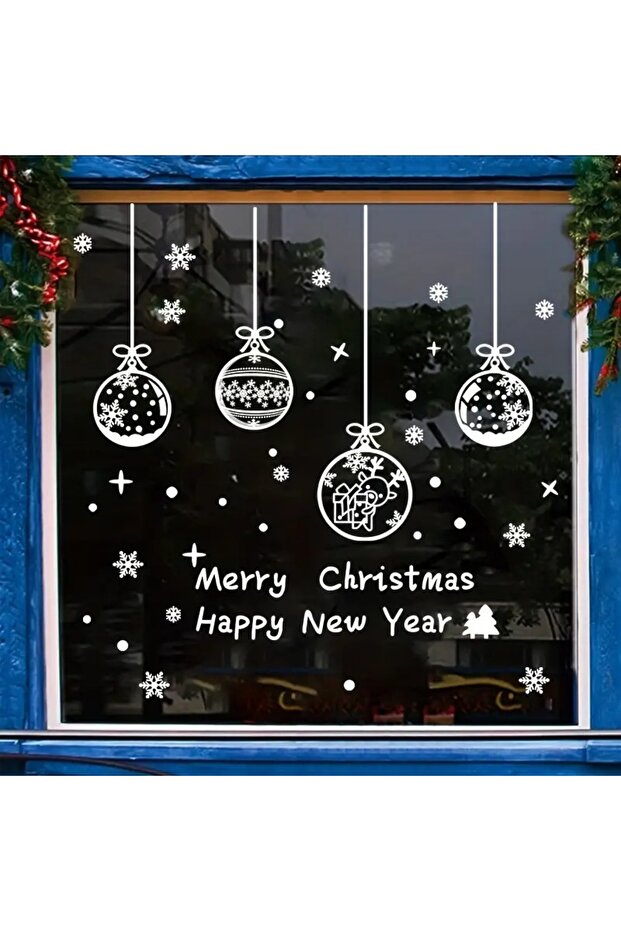 Merry Christmas Happy New Year Window Ornament